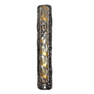 Vintage Mezuzah Silver and Gold Tone Jerusalem Zavurov - Judaica - Large